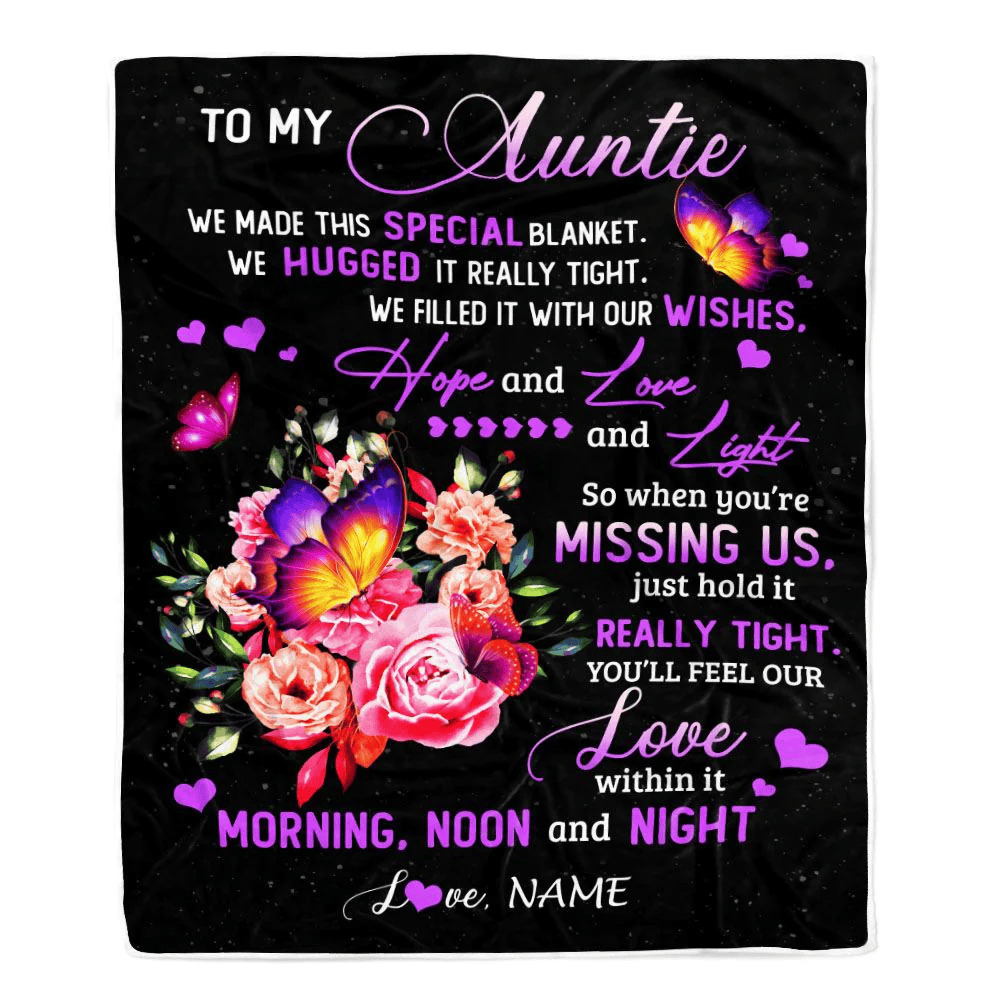 Personalized Auntie Blanket From Niece Nephew We Made This Special Blanket Flower Aunt Birthday Mothers Day Christmas Customized Fleece Throw Blanket