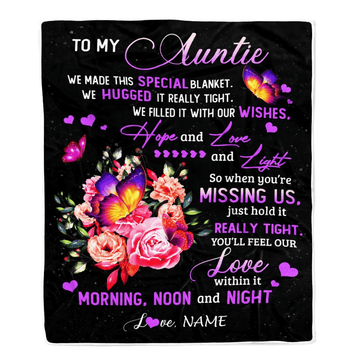 Personalized Auntie Blanket From Niece Nephew We Made This Special Blanket Flower Aunt Birthday Mothers Day Christmas Customized Fleece Throw Blanket