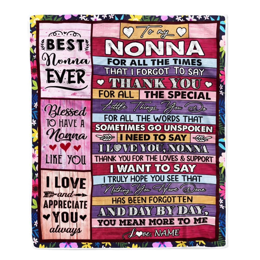 Personalized Nonna Blanket From Granddaughter Grandson Thank You For The Love Nonna Mothers Day Birthday Christmas Customized Bed Fleece Throw Blanket
