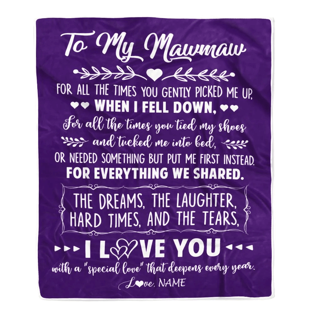 Personalized To My Mawmaw Blanket From Grandkids I Love You With A Special Love Mawmaw Birthday Mothers Day Christmas Customized Fleece Throw Blanket