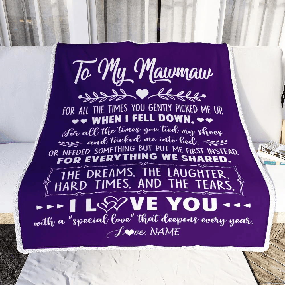 Personalized To My Mawmaw Blanket From Grandkids I Love You With A Special Love Mawmaw Birthday Mothers Day Christmas Customized Fleece Throw Blanket