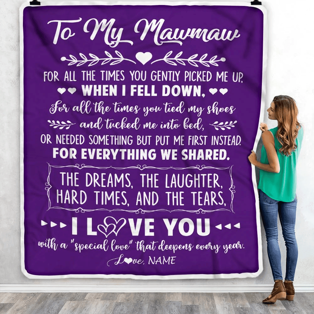 Personalized To My Mawmaw Blanket From Grandkids I Love You With A Special Love Mawmaw Birthday Mothers Day Christmas Customized Fleece Throw Blanket