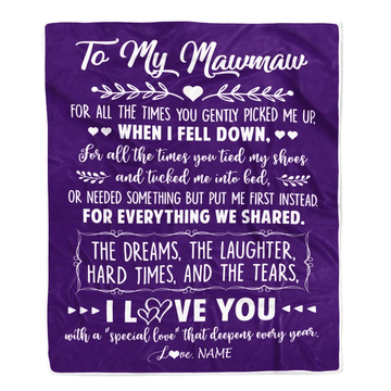 Personalized To My Mawmaw Blanket From Grandkids I Love You With A Special Love Mawmaw Birthday Mothers Day Christmas Customized Fleece Throw Blanket