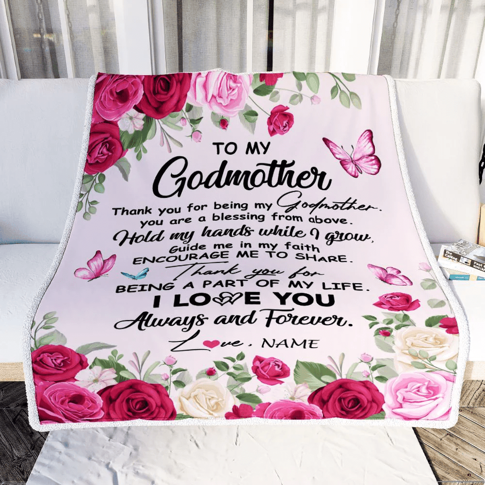 Personalized To My Godmother Blanket From Goddaughter Godson Thank You For Being My Godmother Mothers Day Birthday Christmas Customized Fleece Throw Blanket