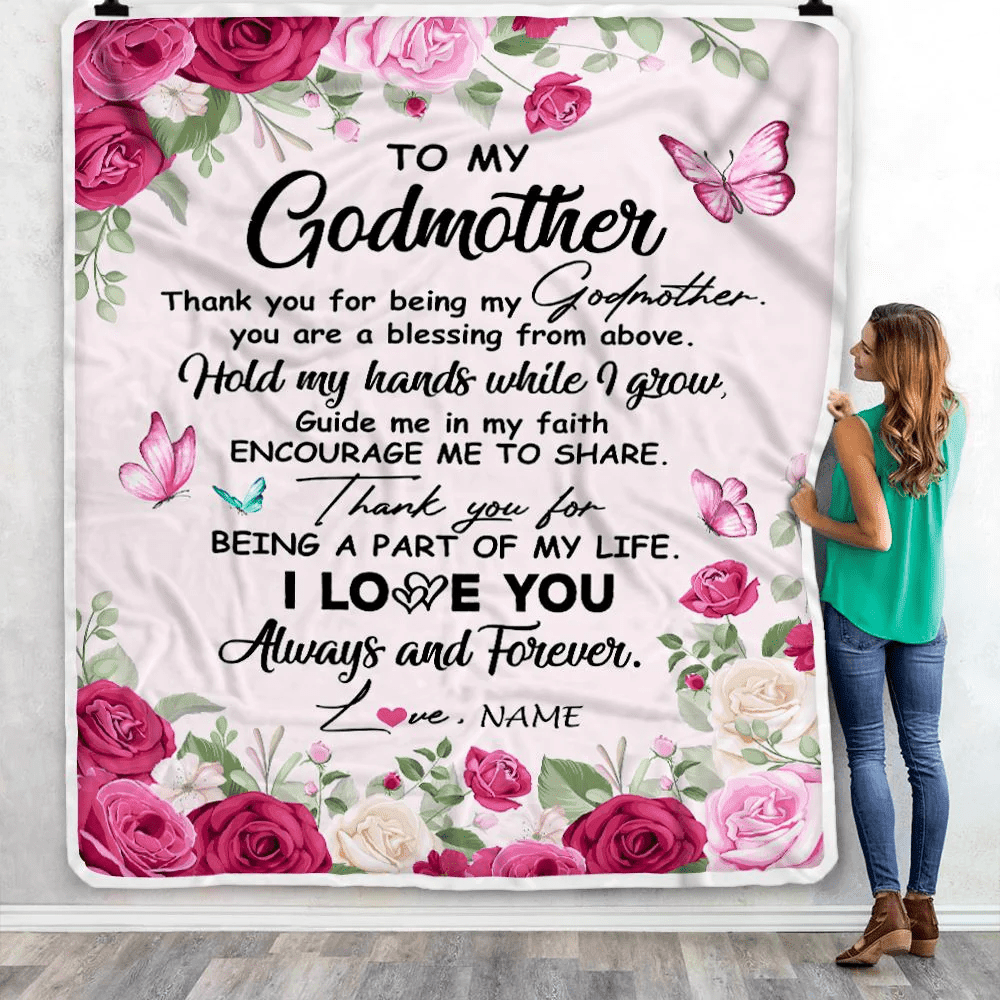 Personalized To My Godmother Blanket From Goddaughter Godson Thank You For Being My Godmother Mothers Day Birthday Christmas Customized Fleece Throw Blanket