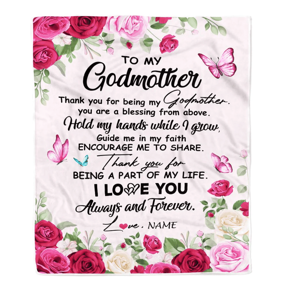 Personalized To My Godmother Blanket From Goddaughter Godson Thank You For Being My Godmother Mothers Day Birthday Christmas Customized Fleece Throw Blanket
