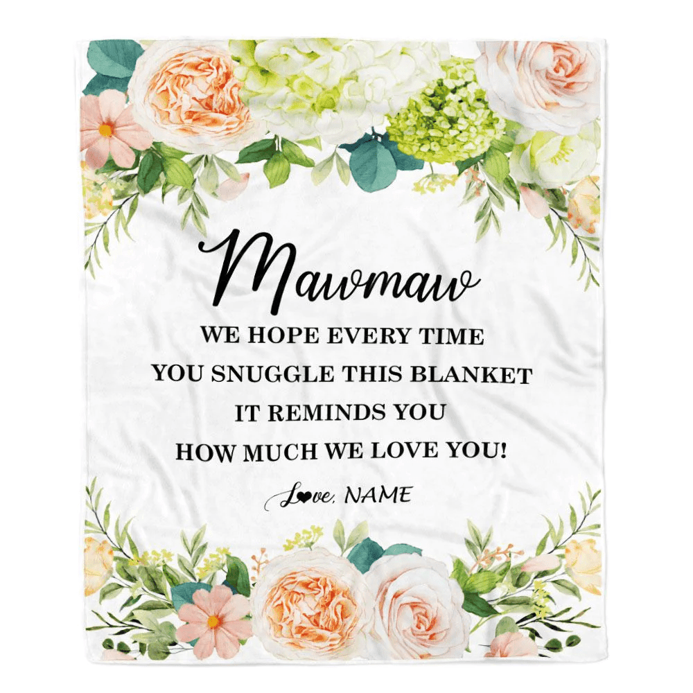 Personalized To My Mawmaw Blanket From Grandkids How Much We Love You Flower Mawmaw Birthday Mothers Day Christmas Customized Fleece Throw Blanket