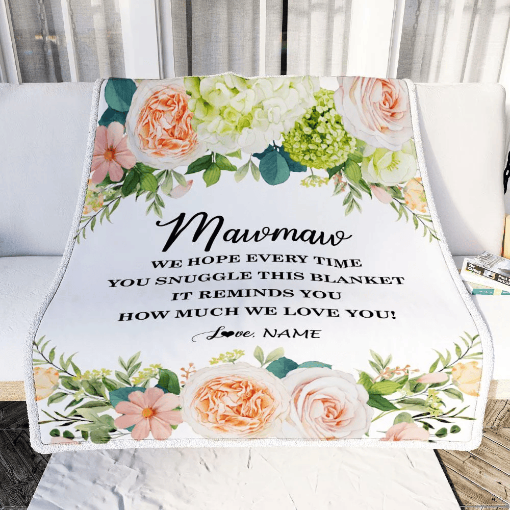 Personalized To My Mawmaw Blanket From Grandkids How Much We Love You Flower Mawmaw Birthday Mothers Day Christmas Customized Fleece Throw Blanket
