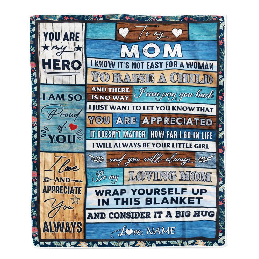 Personalized To My Mom Blanket From Daughter Son Wood It A Big Hug Be My Loving Mom Birthday Mothers Day Thanksgiving Christmas Customized Fleece Throw Blanket