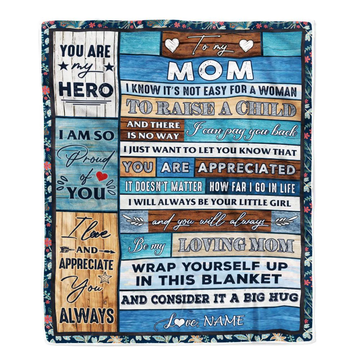 Personalized To My Mom Blanket From Daughter Son Wood It A Big Hug Be My Loving Mom Birthday Mothers Day Thanksgiving Christmas Customized Fleece Throw Blanket