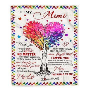 Personalized To My Mimi Blanket From Grandkids Never Forget That I Love You You Mean The World to Me Mimi Birthday Mothers Day Christmas Fleece Blanket