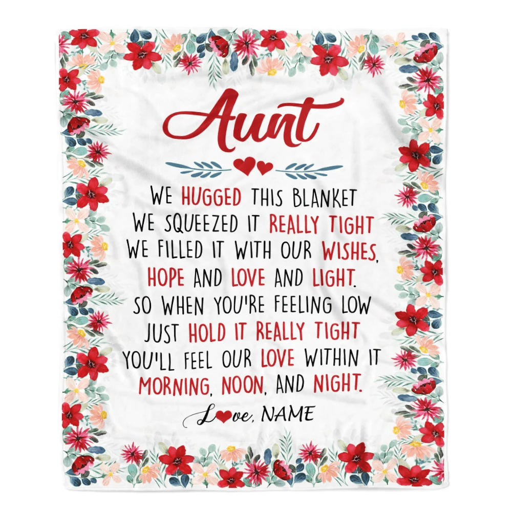 Personalized Aunt Blanket From Niece Nephew We Hugged This Blanket Aunt Birthday Mothers Day Christmas Customized Fleece Throw Blanket