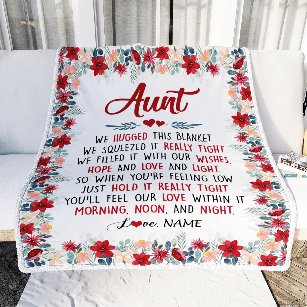 Personalized Aunt Blanket From Niece Nephew We Hugged This Blanket Aunt Birthday Mothers Day Christmas Customized Fleece Throw Blanket