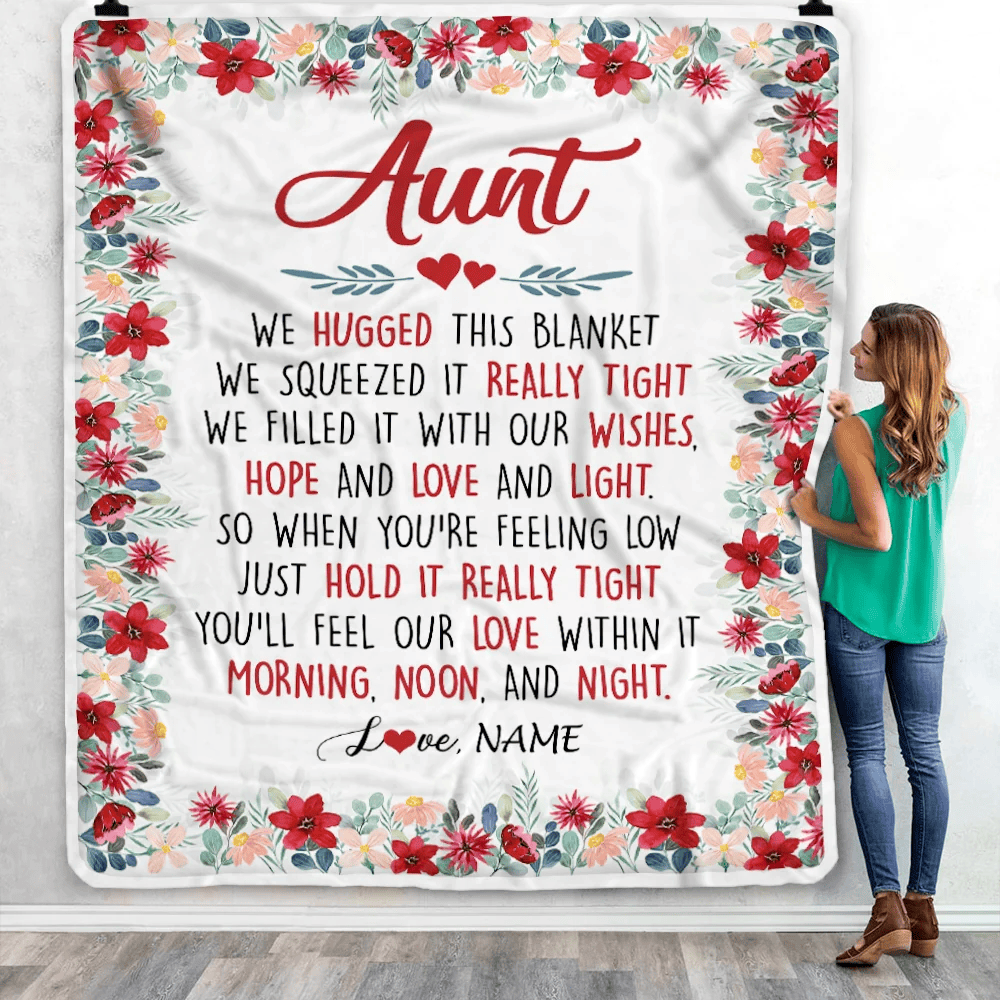 Personalized Aunt Blanket From Niece Nephew We Hugged This Blanket Aunt Birthday Mothers Day Christmas Customized Fleece Throw Blanket