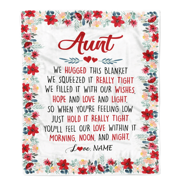 Personalized Aunt Blanket From Niece Nephew We Hugged This Blanket Aunt Birthday Mothers Day Christmas Customized Fleece Throw Blanket