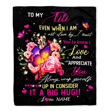 Personalized To My Titi From Niece Nephew Blanket It A Big Hug I Love You Titi Birthday Mothers Day Thanksgiving Christmas Customized Fleece Blanket