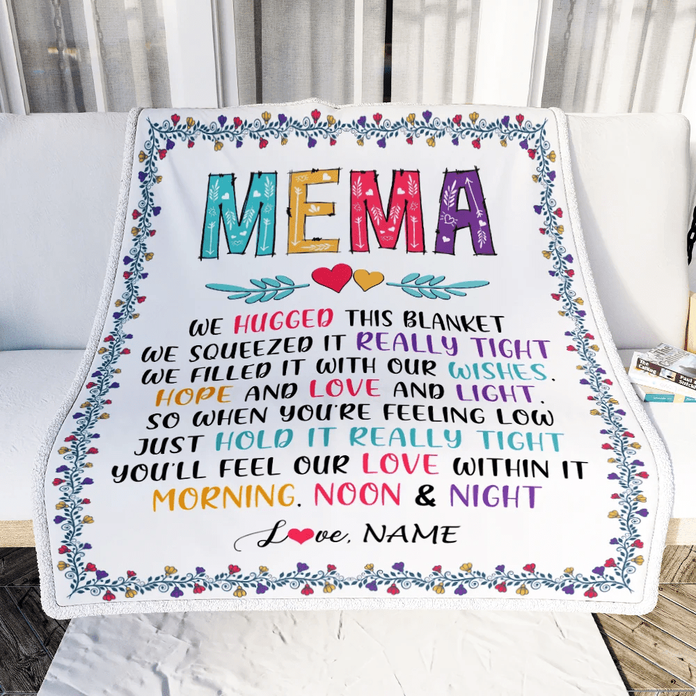 Personalized Mema Blanket From Grandkids We Hugged This Blanket Mema Birthday Mothers Day Christmas Customized Fleece Blanket