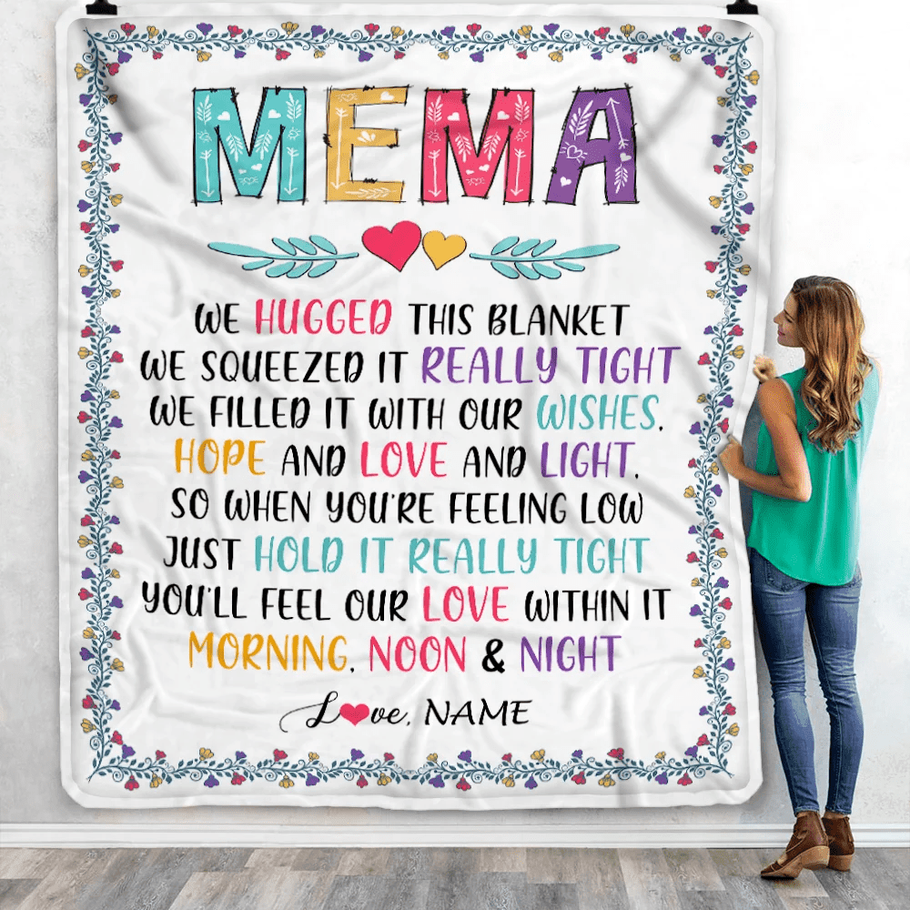 Personalized Mema Blanket From Grandkids We Hugged This Blanket Mema Birthday Mothers Day Christmas Customized Fleece Blanket