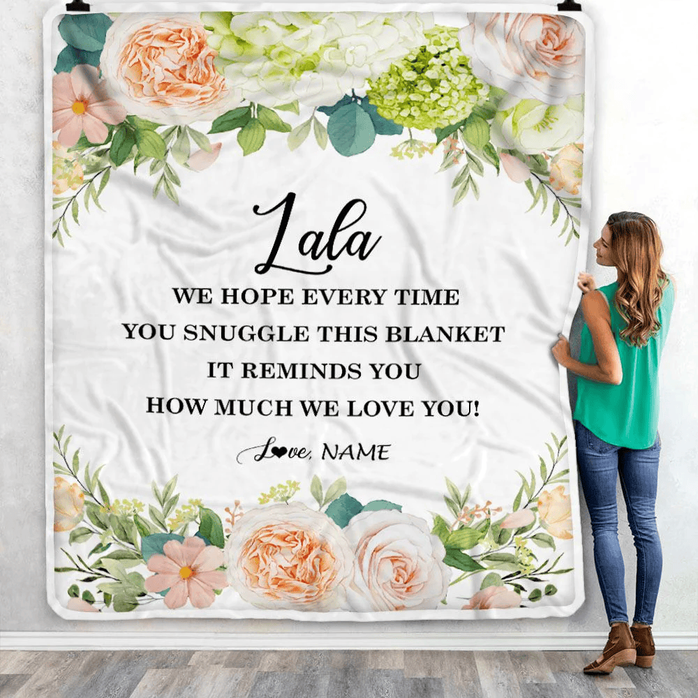 Personalized To My Lala Blanket From Grandkids How Much We Love You Flower Lala Birthday Mothers Day Christmas Customized Fleece Throw Blanket