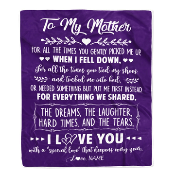 Personalized To My Mother Blanket From Daughter Son I Love You With A Special Love Mom Birthday Mothers Day Christmas Customized Fleece Throw Blanket