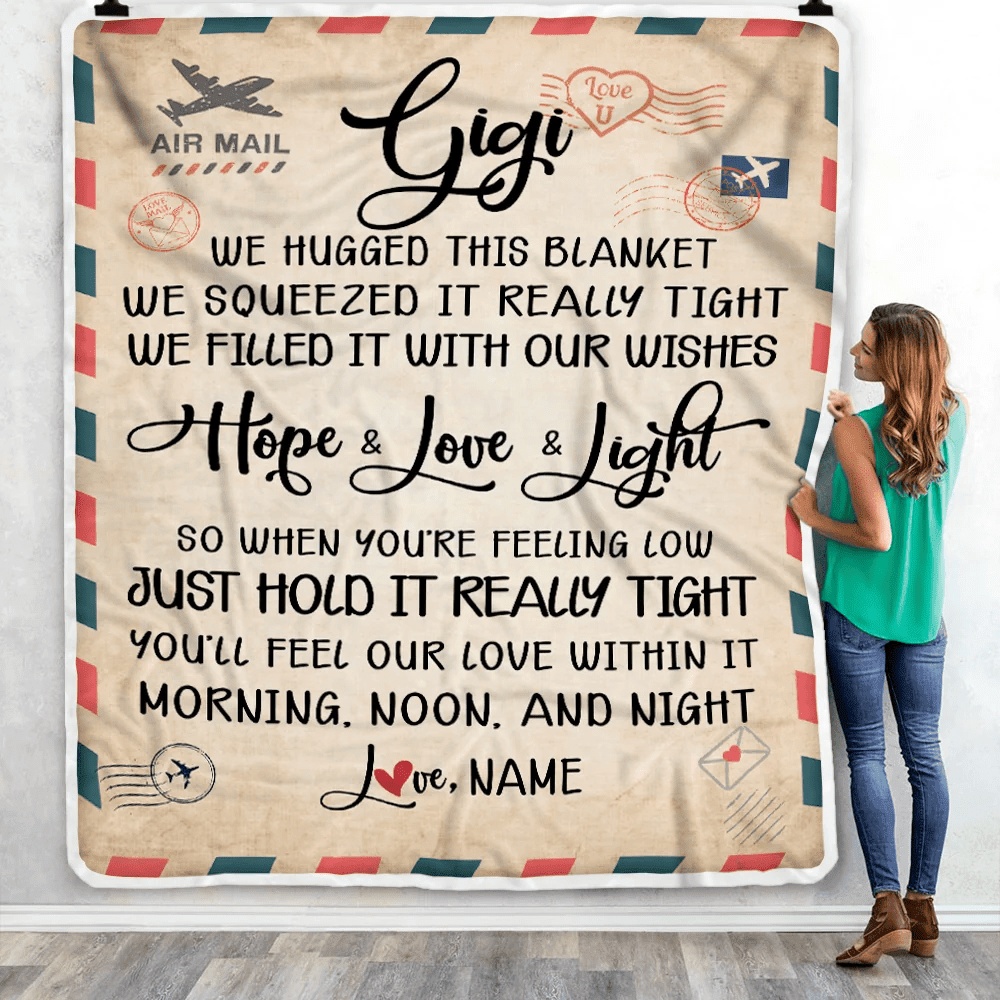 Personalized Gigi Blanket From Grandkids We Hugged This Blanket Mail Letter Gigi Birthday Mothers Day Christmas Customized Fleece Blanket