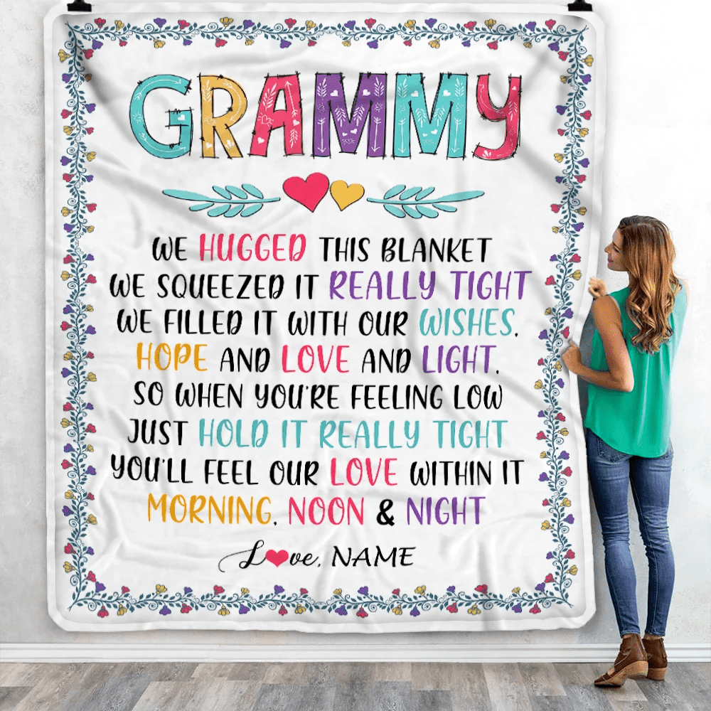 Personalized Grammy Blanket From Grandkids We Hugged This Blanket Grammy Birthday Mothers Day Christmas Customized Fleece Blanket