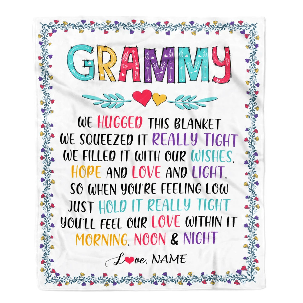 Personalized Grammy Blanket From Grandkids We Hugged This Blanket Grammy Birthday Mothers Day Christmas Customized Fleece Blanket