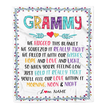 Personalized Grammy Blanket From Grandkids We Hugged This Blanket Grammy Birthday Mothers Day Christmas Customized Fleece Blanket