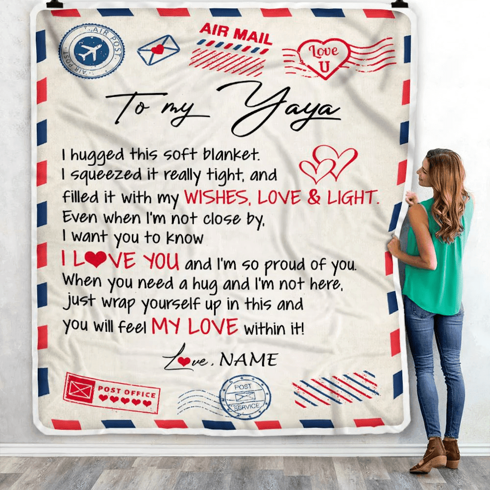 Personalized To My Yiayia Blanket From Kids Air Mail Letter I Love You Yiayia Birthday Mothers Day Christmas Customized Fleece Throw Blanket