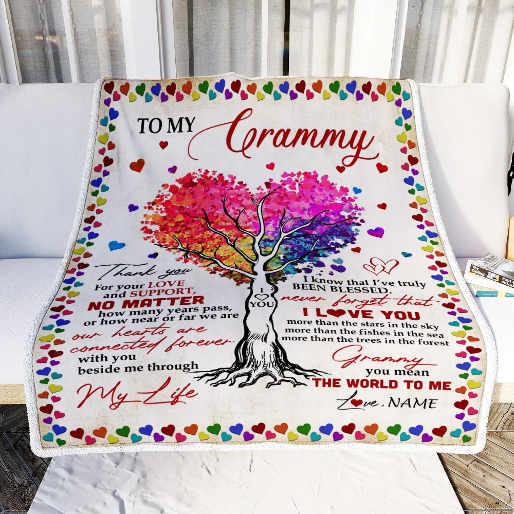 Personalized To My Grammy Blanket From Grandkids Never Forget That I Love You You Mean The World to Me Grammy Birthday Mothers Day Christmas Fleece Blanket