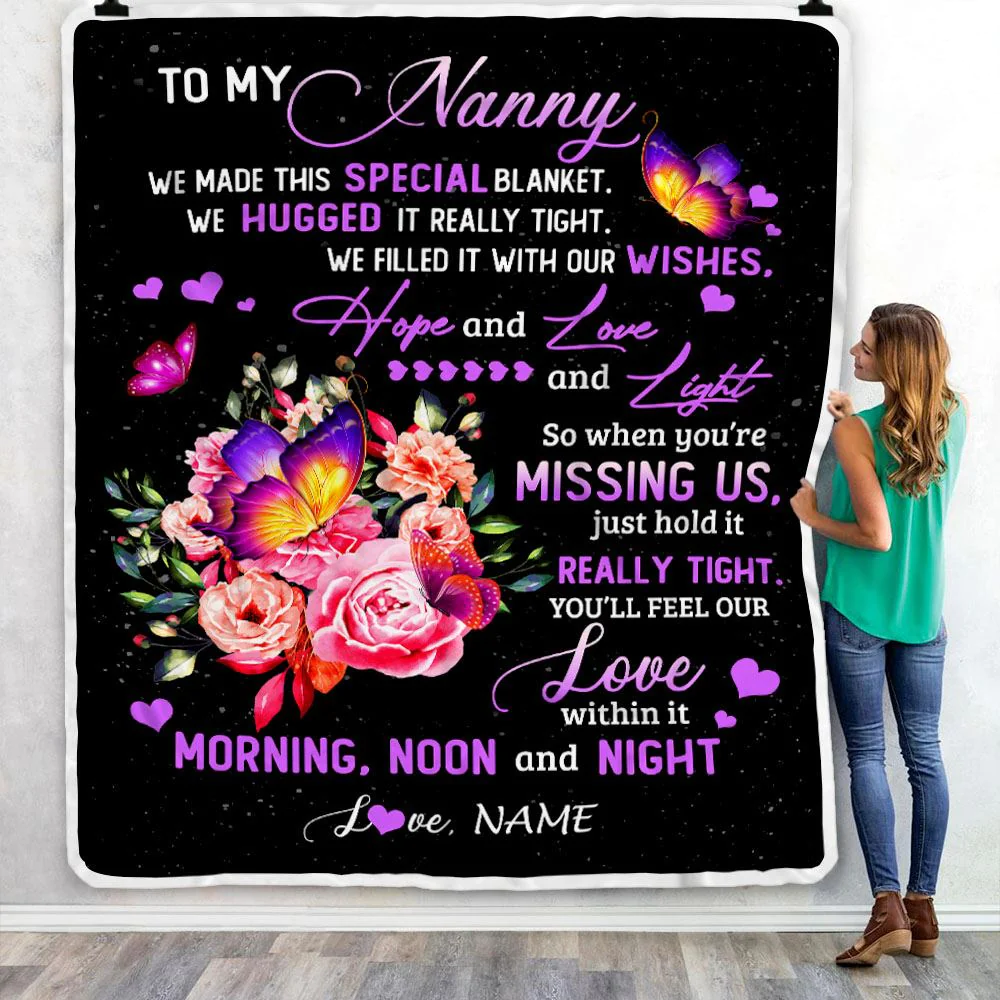 Personalized Nanny Blanket From Kids We Made This Special Blanket Flower Nanny Birthday Mothers Day Christmas Customized Fleece Throw Blanket