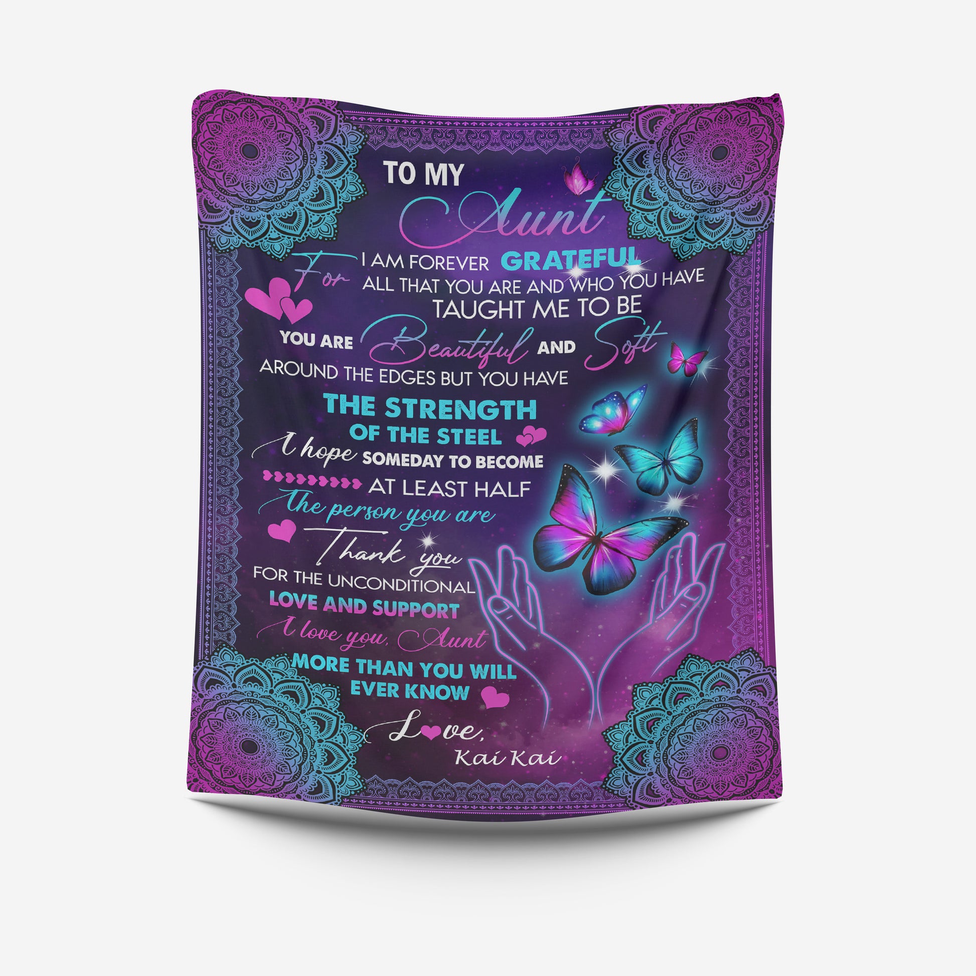 Personalized To My Aunt Blanket From Niece Nephew You Are Beautiful Butterfly Aunt Birthday Mothers Day Christmas Customized Fleece Throw Blanket