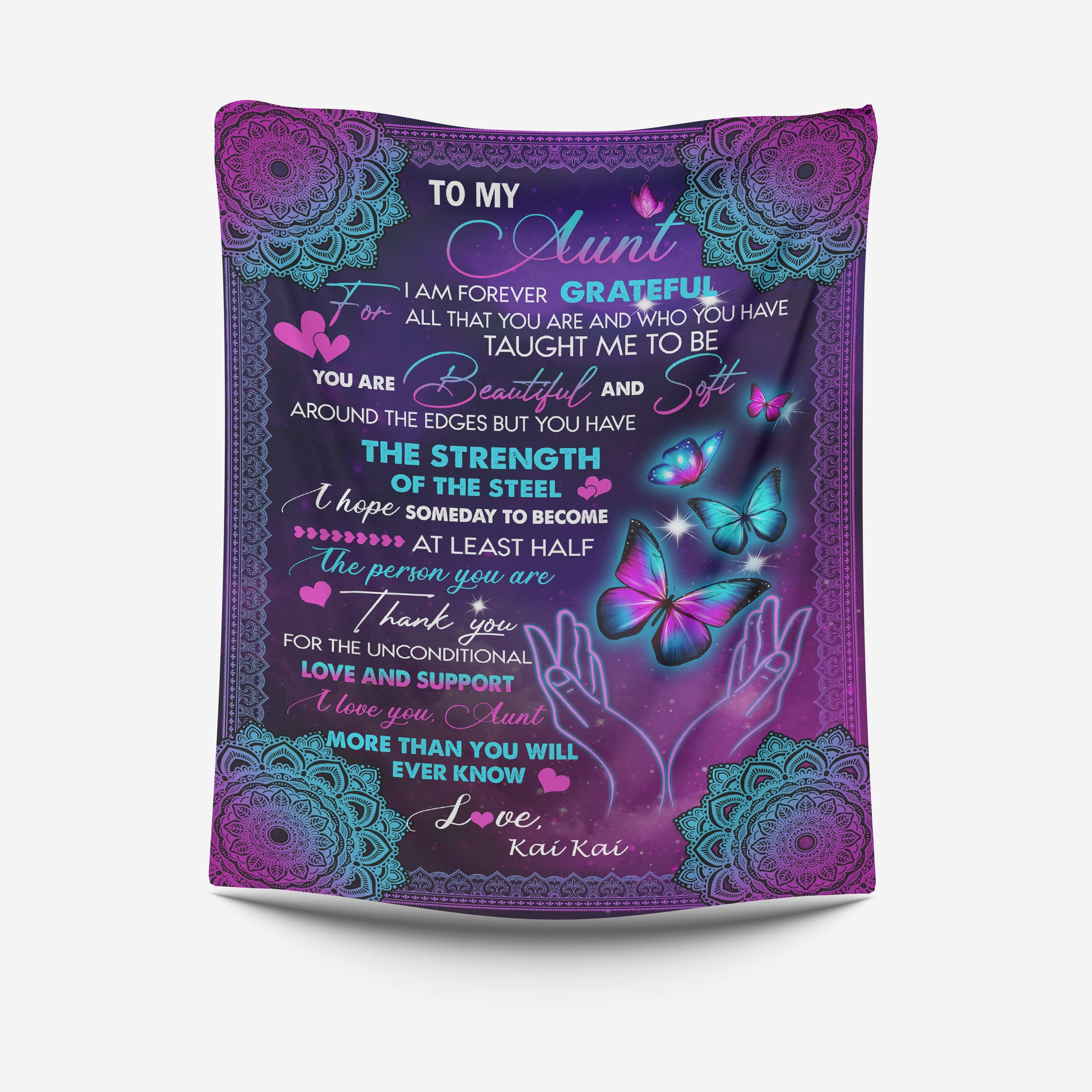 Personalized To My Aunt Blanket From Niece Nephew You Are Beautiful Butterfly Aunt Birthday Mothers Day Christmas Customized Fleece Throw Blanket