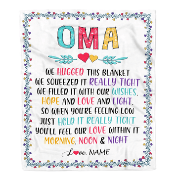 Personalized Oma Blanket From Grandkids We Hugged This Blanket Oma Birthday Mothers Day Christmas Customized Fleece Blanket
