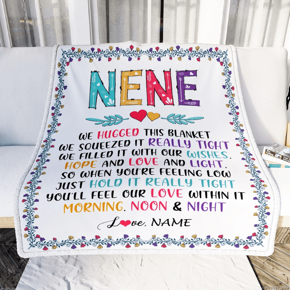 Personalized Nene Blanket From Grandkids We Hugged This Blanket Nene Birthday Mothers Day Christmas Customized Fleece Blanket