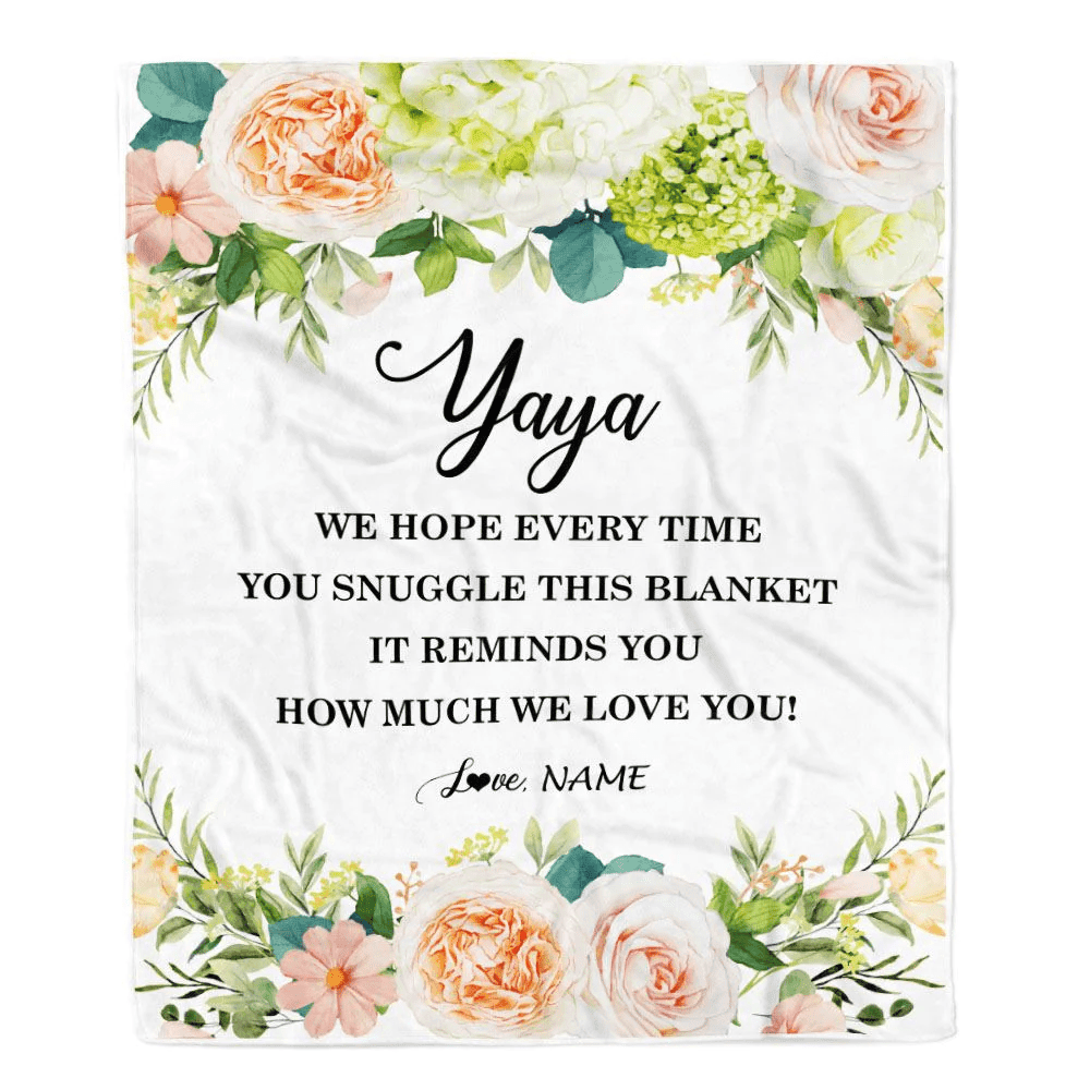 Personalized To My Yaya Blanket From Kids How Much We Love You Flower Yaya Birthday Mothers Day Christmas Customized Fleece Throw Blanket