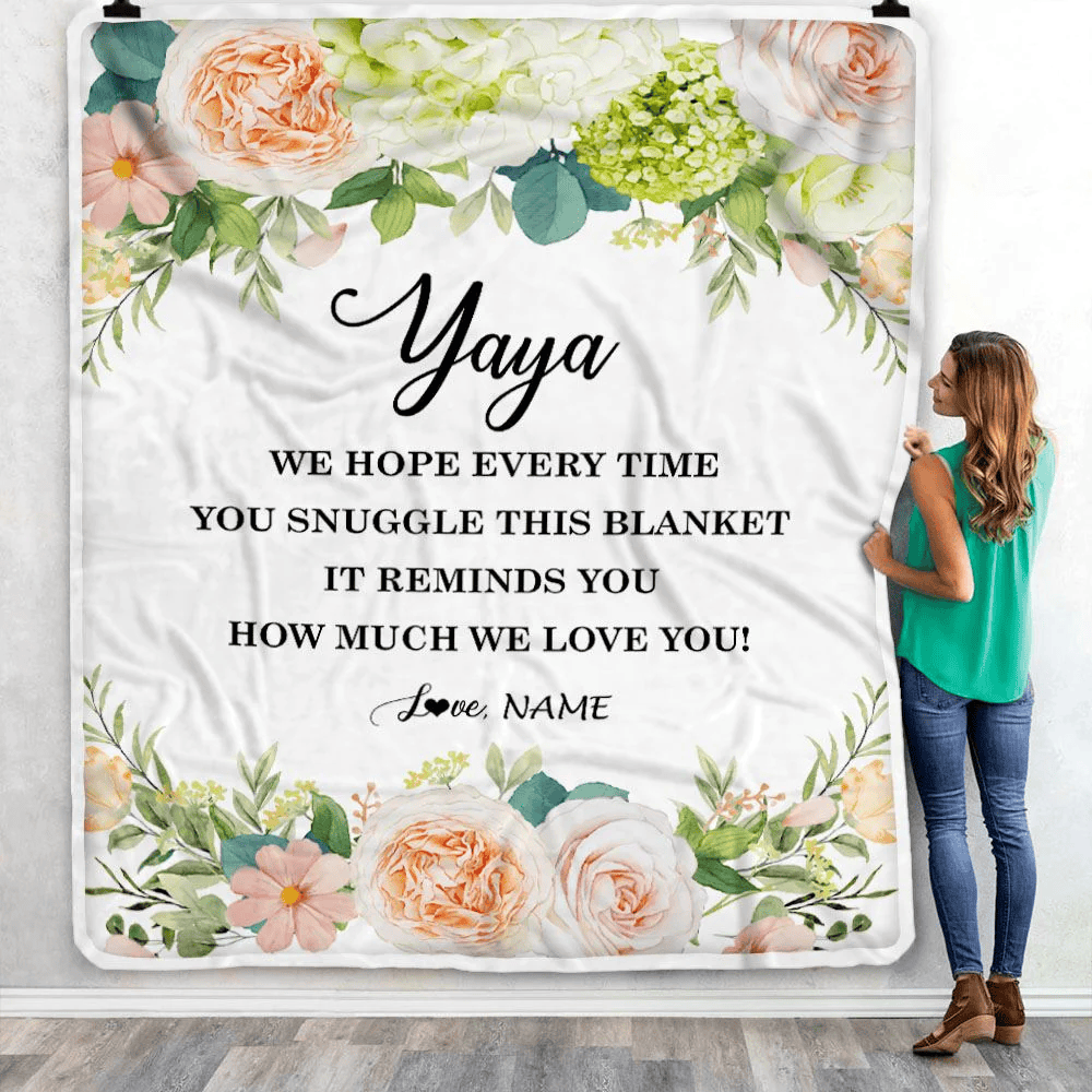 Personalized To My Yaya Blanket From Kids How Much We Love You Flower Yaya Birthday Mothers Day Christmas Customized Fleece Throw Blanket