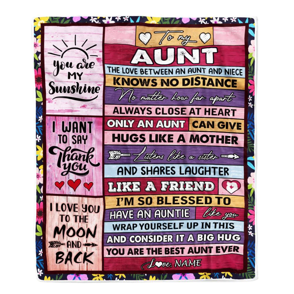 Personalized To My Aunt Blanket From Niece Wood The Love Between An Aunt And Niece Birthday Mothers Day Christmas Thanksgiving Customized Fleece Throw Blanket