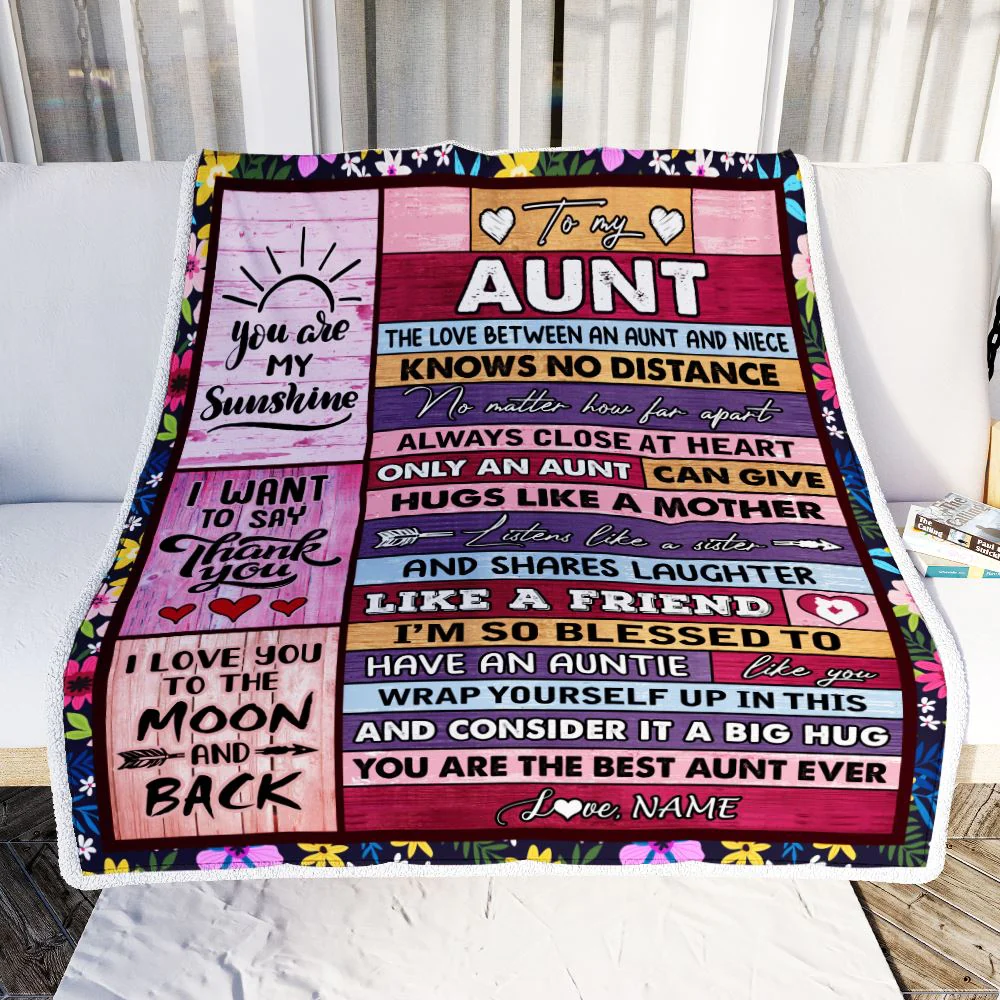 Personalized To My Aunt Blanket From Niece Wood The Love Between An Aunt And Niece Birthday Mothers Day Christmas Thanksgiving Customized Fleece Throw Blanket