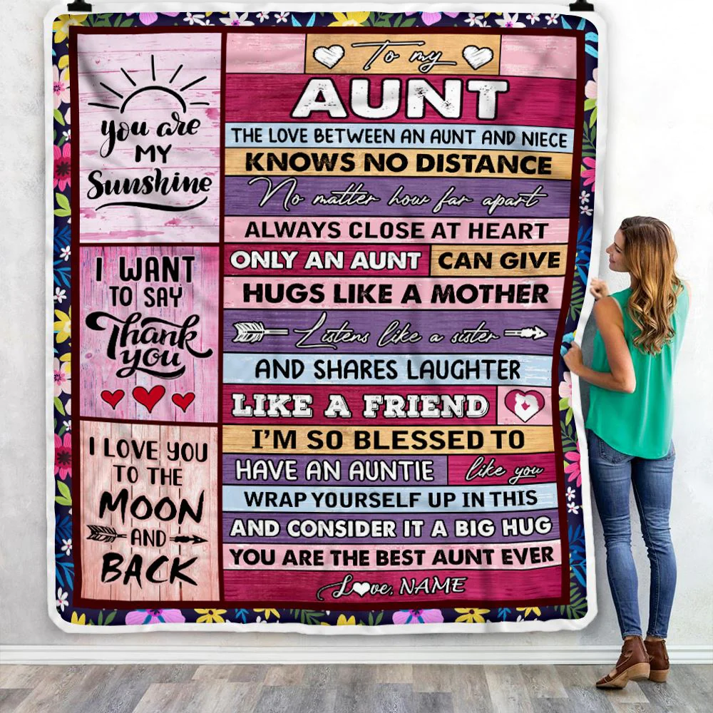 Personalized To My Aunt Blanket From Niece Wood The Love Between An Aunt And Niece Birthday Mothers Day Christmas Thanksgiving Customized Fleece Throw Blanket