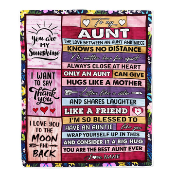 Personalized To My Aunt Blanket From Niece Wood The Love Between An Aunt And Niece Birthday Mothers Day Christmas Thanksgiving Customized Fleece Throw Blanket