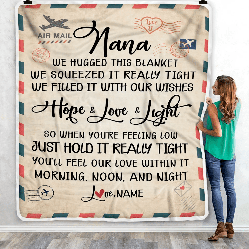 Personalized Nana Blanket From Grandkids We Hugged This Blanket Mail Letter Nana Birthday Mothers Day Christmas Customized Fleece Blanket