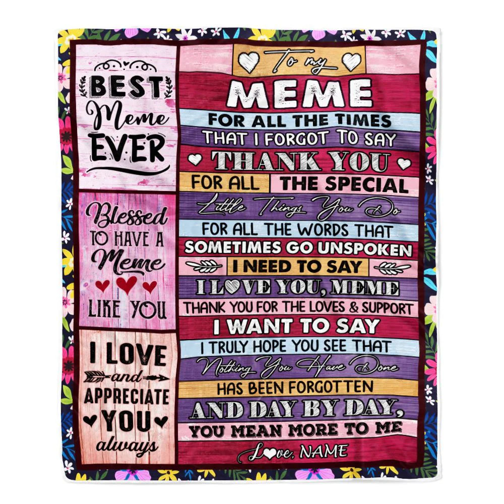 Personalized Meme Blanket From Granddaughter Grandson Thank You For The Love Meme Mothers Day Birthday Christmas Customized Bed Fleece Throw Blanket