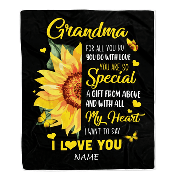 Personalized To My Grandma Blanket From Grandkids Granddaughter I Want To Say I Love You Sunfower Grandma Birthday Mothers Day Christmas Customized Fleece Blanket