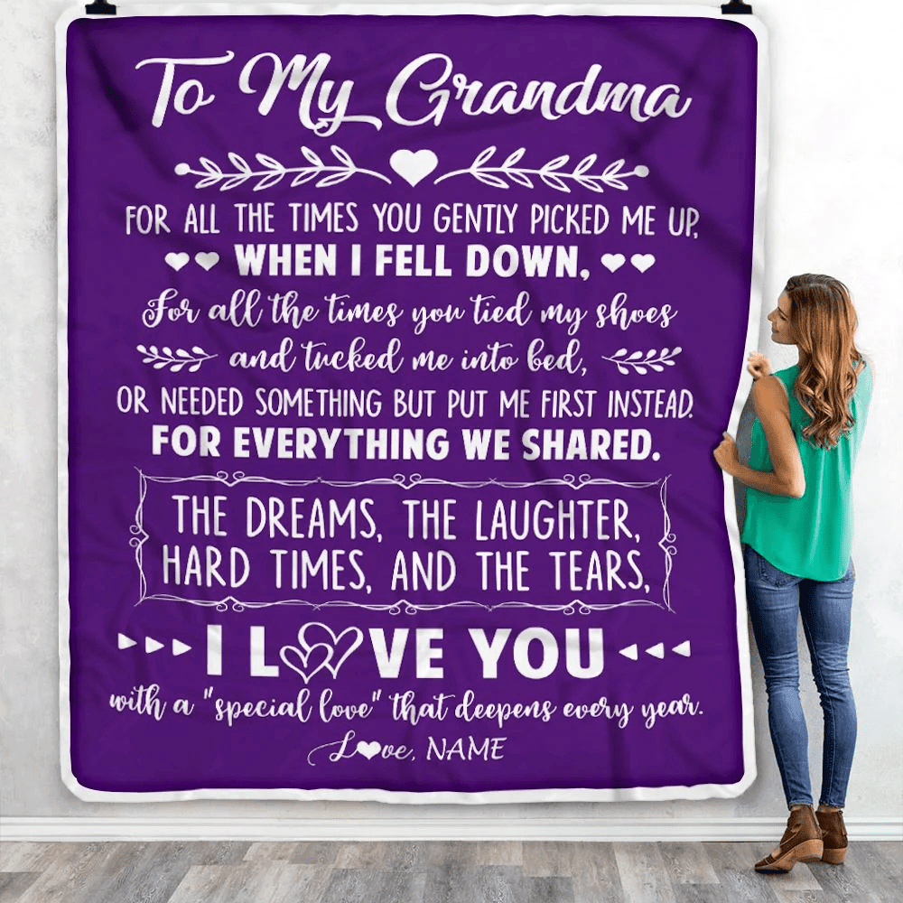 Personalized To My Grandma Blanket From Grandkids I Love You With A Special Love Grandma Birthday Mothers Day Christmas Customized Fleece Throw Blanket