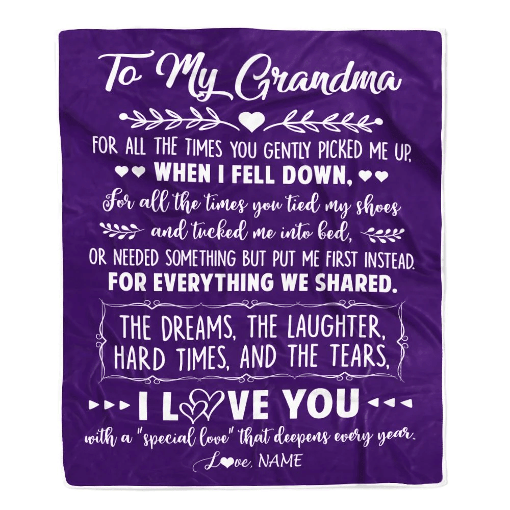 Personalized To My Grandma Blanket From Grandkids I Love You With A Special Love Grandma Birthday Mothers Day Christmas Customized Fleece Throw Blanket