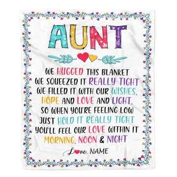 Personalized Aunt Blanket From Nephew Niece We Hugged This Blanket Aunt Birthday Mothers Day Christmas Customized Fleece Blanket