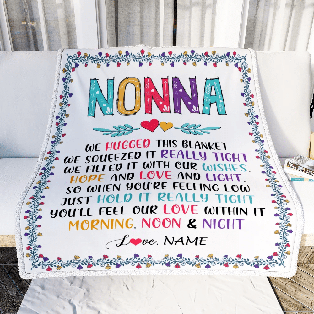 Personalized Nonna Blanket From Grandkids We Hugged This Blanket Nonna Birthday Mothers Day Christmas Customized Fleece Blanket