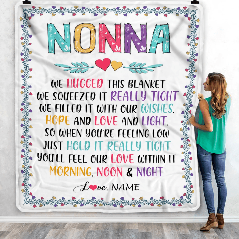 Personalized Nonna Blanket From Grandkids We Hugged This Blanket Nonna Birthday Mothers Day Christmas Customized Fleece Blanket