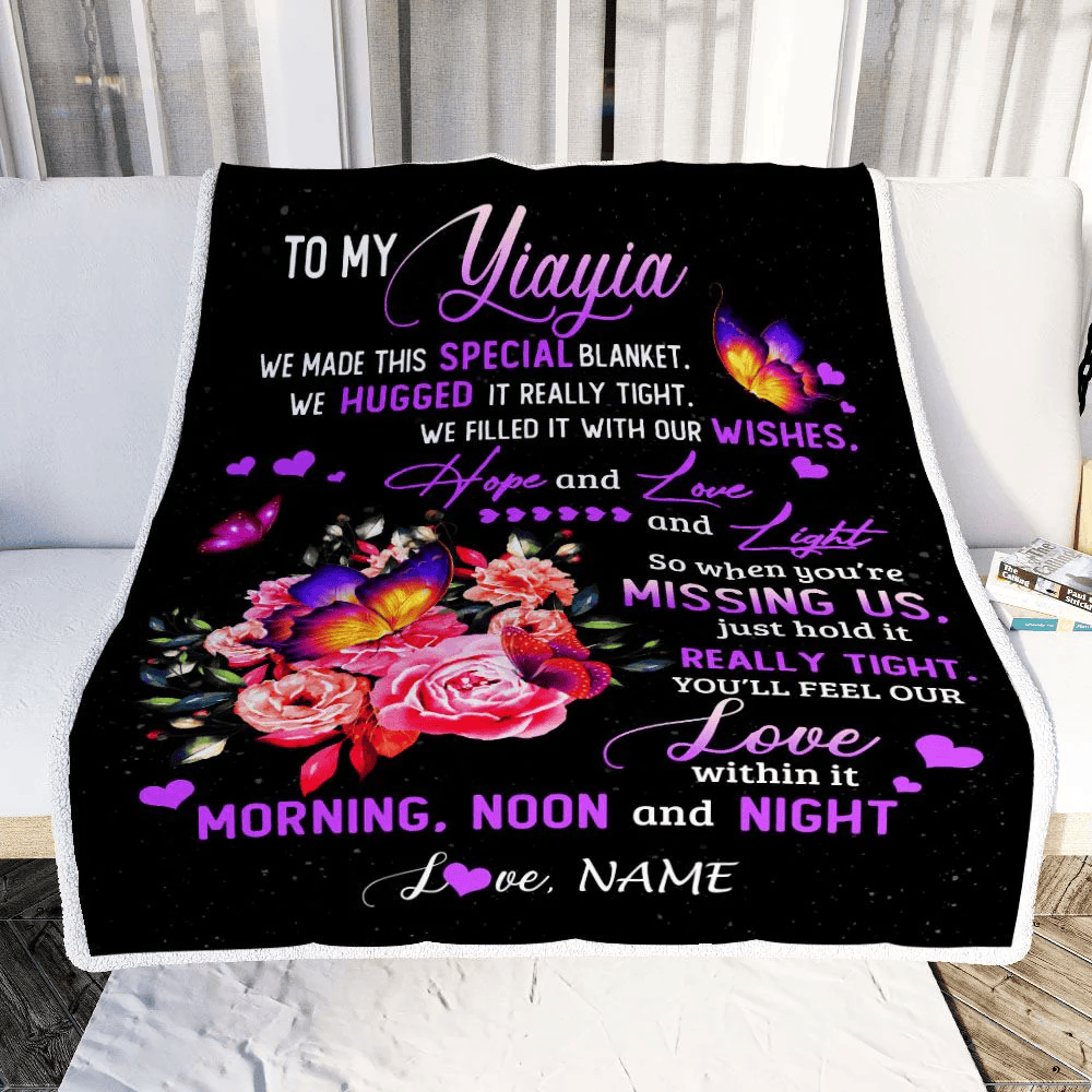 Personalized Yiayia Blanket From Grandkids Granddaughter We Made This Special Blanket Flower Yiayia Birthday Mothers Day Christmas Customized Fleece Blanket